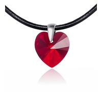 LillyMarie Handcrafted Leather Necklace With Heart Pendant And Silver Lobster Clasp