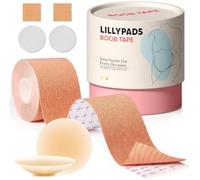 Lillypads® Premium Boob Tape - Breast Tape Set incl. Silicone Nipple Pads - Invisible Support for Backless & Strapless Outfits - Cup A-E Beige
