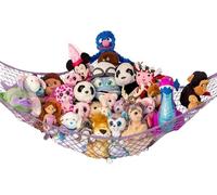 Lilly's Love Large Stuffed Animal Hammock | Corner Hanging Organizer, Stuffed Animal Storage | Easy to Hang Plushie Net w/Included Anchors & Hooks | Cute Room & Bedroom Decor (Pastel Purple)