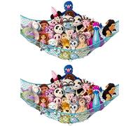 Lilly's Love Stuffed Animal Hammock | Corner Hanging Organizer, Toy Storage, Stuffed Animal Storage Net | Made from Quality Fishing Net, Holds 12lbs | 67"x47"x47" (Light Blue, 2 Pack)