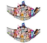 Lilly's Love Stuffed Animal Hammock, Nursery Hanging Organizer - Jumbo Party Hammock, Extra Large, Organize the Mess, Holds 50% More Stuffs, 63 x 63 x 79 Inch, Black, Pack of 2