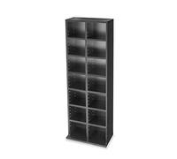 Lillyvale CD Bookcase Storage Shelf Case Cabinet Rack Unit Tower Organizer Adjustable Wooden Book Bluray Video Games Up To 224 CD's (Black)