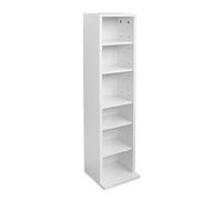 Lillyvale DVD Storage Tower Rack 102 CD Unit Shelf Organiser Archive Wood Black White (White) - Particle Board/MDF - 90x23x19cm - 6 Compartments - Holds up to 100 CDs