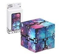 Lillyvale Infinity Cube Plastic Fidget Toy Galaxy Space Mini Finger Toys Handy Fidgeting Game for Kids Adults Anxiety Disorder Star Purple Pattern Killing Time For ADD ADHD (Starry Galaxy Sky)
