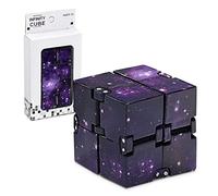 Lillyvale Infinity Cube Plastic Fidget Toy Galaxy Space Mini Finger Toys Handy Fidgeting Game for Kids Adults Anxiety Disorder Star Purple Pattern Killing Time For ADD ADHD (Purple Galaxy Sky)
