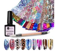 Lillyvale Nail Foil Transfer Gel Glue Sticker for Gel Nails Art Laser Decoration Glitter Decal Manicure UV LED Lamp Required DIY Soak Off (50pcs foil Set)