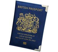 Lillyvale New UK Passport Holder Protector Cover Wallet PU Leather United Kingdom EU (Blue)