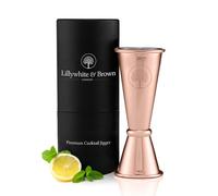 Lillywhite & Brown - Stainless Steel Jigger | Single 25ml & Double 50ml, Shot Measure for Cocktails, Spirits & Other Drinks | Gift Boxed, Perfect Barware & Anniversary Present | Premium Copper Finish