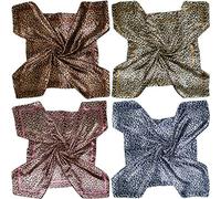 LilMents 4 Mixed Designs Large 90 × 90cm Square Satin Womens Neck Head Scarf Scarves Set (Set ZE)