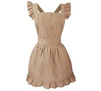 LilMents Retro Adjustable Ruffle Apron Kitchen Cooking Baking Cleaning Maid Costume (Cappucino)