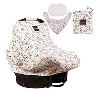 Lilmonki Multi-Use Nursing Scarf - Breathable Car Seat, Stroller, and Cart Cover for Babies - Colorful Tulip Print - Bandana Bib, Pouch & Nursing Pads Included