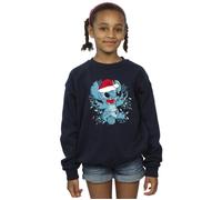 Disney Girls Lilo and Stitch Christmas Lights Sketch Sweatshirt Navy Blue 7-8 Years