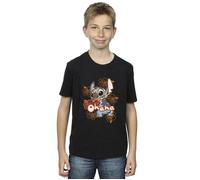 Lilo And Stitch Ohana Orange Hibiscus T-Shirt Disney Black 5-6 Years
