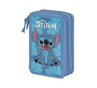 Lilo and Stitch Sit-Triple Filled Pencil Case, Blue, 14 x 21 cm