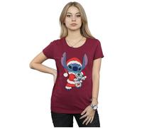 Lilo And Stitch Stitch Christmas Cotton T-Shirt Disney Burgundy M