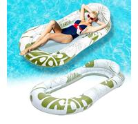 Lilo Pool Inflatables Adults Pool Float With Comfy Pillow Headrest &Mesh Bottom, Water Relax Hammock Mattress Bed Lounger for Sunbath Tanning, Summer Holiday Sea Beach Party Fun