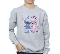 Lilo & Stitch Boy's Disney Happy Birthday Sweatshirt in Grey | Size: 3-4 Years Lilo & Stitch Grey 3-4 Years