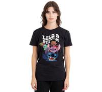 Lilo Stitch Character Montage Ladies T Shirt, Black, X-Large