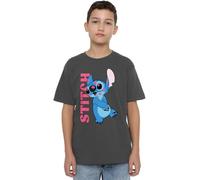 Lilo and Stitch Boys & Covered in Kisses Unisex Kids T-Shirt, Charcoal, 3-4 Years UK