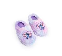 Disney Lilo & Stitch Girls Purple, Pink & Blue Heart Character Mule Slippers | Fluffy Indoor Slippers for Home Loungewear with Stitch Design | Lilo & Stitch Merch - 12 UK Child