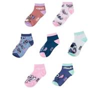 Lilo & Stitch Kids Ankle Socks, Pack of 7 Pairs, Officially Licensed Disney Character Socks, Assorted Designs, Comfortable Everyday Wear, UK Shoe Size 12.5-2, Gift for Kids