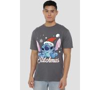 Lilo & Stitch Men's A Stitchmas Christmas T-Shirt Charcoal | Size: Large Lilo & Stitch Charcoal L