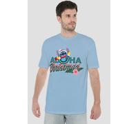 Lilo & Stitch Men's Aloha Christmas With Stitch T-Shirt Light Blue | Size: Small Lilo & Stitch Light Blue S