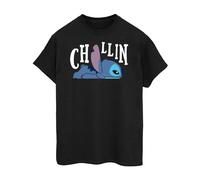 Lilo & Stitch Men's Chillin Cotton T-Shirt in Black | Size: Medium Lilo & Stitch Black M