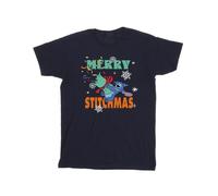 Lilo & Stitch Men's Merry Stitchmas Cotton T-Shirt in Navy | Size: 5XL Lilo & Stitch Navy 5XL