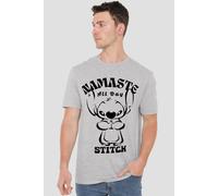 Lilo & Stitch Men's Namaste All Day T-Shirt Grey | Size: Small Lilo & Stitch Grey S
