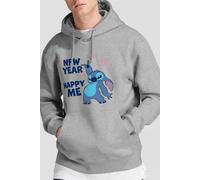 Lilo & Stitch Men's New Year, Happy Me Hoodie Light Grey | Size: Small Lilo & Stitch Light Grey S