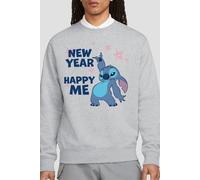 Lilo & Stitch Men's New Year, Happy Me Sweatshirt Light Grey | Size: 2XL Lilo & Stitch Light Grey 2XL