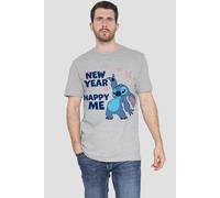 Lilo & Stitch Men's New Year, Happy Me T-Shirt Grey | Size: Small Lilo & Stitch Grey S