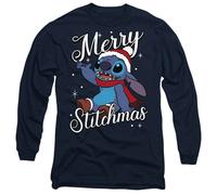 Lilo Stitch Merry Stitchmas Santa Hat Long Sleeve T-Shirt S-2XL, Blue