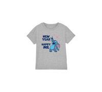 Lilo & Stitch New Year, Happy Me Kids T-Shirt Light Grey | Size: 7-8 Years Lilo & Stitch Light Grey 7-8 Years