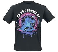 Lilo & Stitch Not Ordinary Men T-Shirt Black S, 100% Cotton, Regular