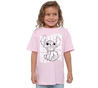 Lilo & Stitch Sketch Name Repeat Girls T Shirt, Pink, 12-13 Years