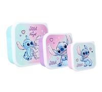 Lilo & Stitch Snack Box (3-in-1) Snack Box - Set of 3 Interlocking Lunch Boxes - Lunch Box for Snacks, School, Nursery, Sports