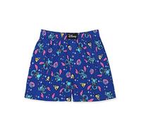 Lilo & Stitch Snacks Mens Cotton Jersey Button Fly Boxer Lounge Shorts (Small, Blue)
