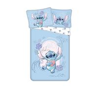 Lilo & Stitch Wave Bedding Set | 100% Cotton Soft and Breathable Duvet Cover and Pillowcase | Single Size 140x200 cm + 70x90 cm | Fun Disney Stitch Design for Kids, Teens & Adults | Machine Washable
