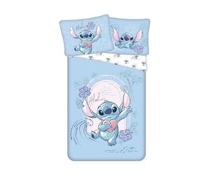 Lilo & Stitch Wave Bedding Set | 100% Cotton Soft and Breathable Duvet Cover and Pillowcase | Single Size 140x200 cm + 70x90 cm | Fun Disney Stitch Design for Kids, Teens & Adults | Machine Washable