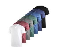 Liloak 4Pack Mens Henley T-Shirts for Men Adult, Multipack Henley Short Sleeve Shirts, 3 Button Tee Shirts Multi Color, Classic Casual T Pack, Black/White/Grey/Green/Burgundy/Navy/Lake Blue, S