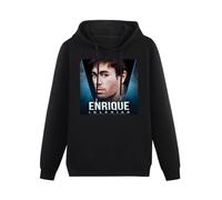 LILOCKFRESH Enrique Iglesias Music Men's Hoodies Long Sleeve Pullover Loose Mens Hoody Sweatershirt Size L Black