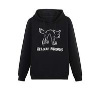 LILOCKFRESH Hellcat Records Logo Hoodies Pullover Long Sleeve Mens Sweatshirts Size L Black