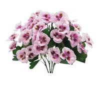 LILOCOO 4PCS Artificial Silk Pansy Flowers Outdoor Spring Flowers Pansies Wildflower UV Resistant Plants Faux Impatiens Purplepink for Window Box Wedding Party Outside Garden Porch Decor