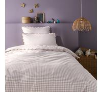 Lilou Gingham Cotton Duvet Cover With Embroidered Scallop Edge Lavender Checked