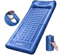 LILTSDRAE Camping Sleeping Pads，Extra Thick 5 Inch Inflatable Sleeping Mat with Pillow Built-in Pump，Oversized Mattress Super Portable Backpacking Sleeping Pad (Blue, Single)