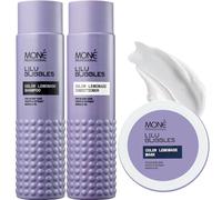 Lilu Bubbles Haircare Set - Shampoo, Conditioner & Mask for Blonde, Bleached, Grey, and Light-Coloured Hair - Colour-Safe, Non-Purple, Hydrating and Brightening - 3-Piece Professional Kit