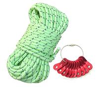 LILUO Glow in The Dark Luminous Reflective Guyline - 5mm 65.6ft/20m Highly Reflective Tent Rope with 10 Aluminum Adjusters/Tensioners
