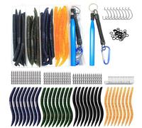 Lilureena 133pcs Fishing Wacky Lure Kit, Wacky Senko Worm, Wacky Rig Worm Hooks, Wacky O-Rings Artificial Stick Baits for Bass Trout Salmon Walleye Tackle Box